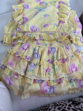 Yellow Floral Ruffle Two-Piece Set LoveShack Fancy 2 piece set